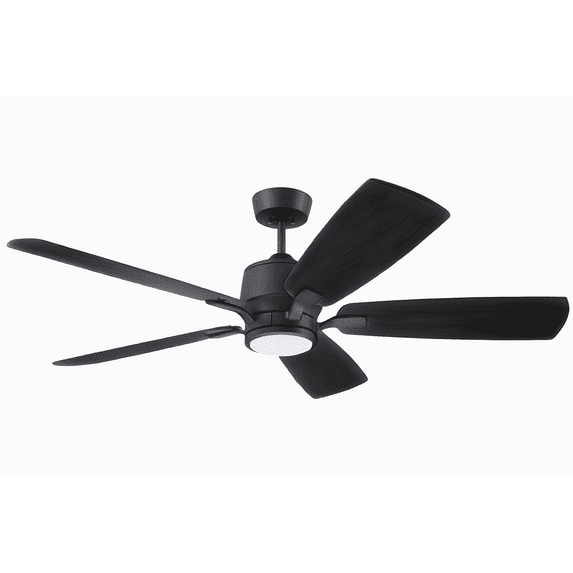 Luminance Kathy Ireland Home Ion Eco LED 60in Ceiling Fan with DC Motor | Hanging Fixture with Dimmable Light Kit, Wall Control, Downrod Mount | Graphite with Charcoal Solid Wood Blades