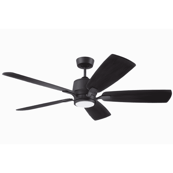 Luminance Kathy Ireland Home Ion Eco LED 60in Ceiling Fan with DC Motor | Hanging Fixture with Dimmable Light Kit, Wall Control, Downrod Mount | Graphite with Charcoal Solid Wood Blades