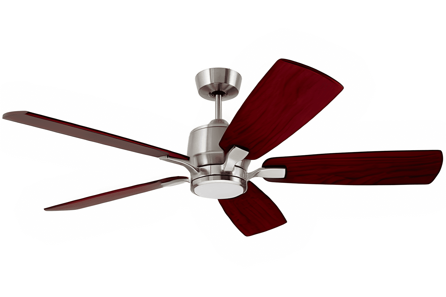 72" Brushed Steel Ceiling Fan with Walnut Blades and LED Light