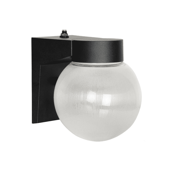 Luminance LED Wall Mount Porch Fixture With Photocell, 9 Watts, 4000K/Cool White, 850 Lumen, Black/Clear Prismatic Globe F9941-31-1