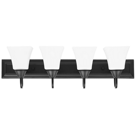 Luminance Square Lexington Vanity Light Wall Sconce | Black and White Bathroom Decor Fixture for Over Sink and Above Mirror | Mount as Uplighting or Bath Downlight, Damp Rated, 4-Light F3684-31