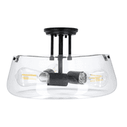 Luminance Stella Black Semi Flush Mount Ceiling Light | Modern Metal Fixture with Round Clear Glass Shade F27023-31