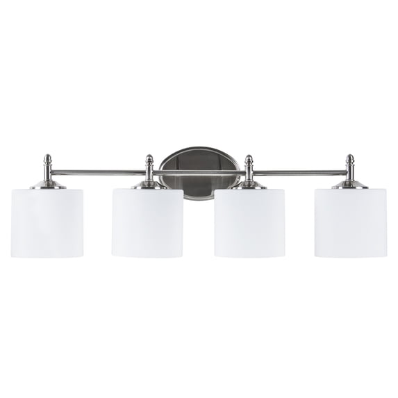 F11004-80-Sunset Lighting-4 Light Wall Sconce Bright Satin Nickel Finish with Opal Glass