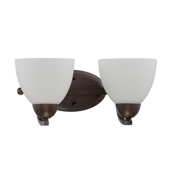 F16092-64-Sunset Lighting-Preston - 2 Light Wall Sconce   Provincial Bronze Finish with Opal Etched Glass