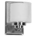 thumbnail image 1 of F17011-80-Sunset Lighting-Abbot - 1 Light Wall Sconce   Bright Satin Nickel Finish with Frosted Opal/Clear Seedy Glass, 1 of 1