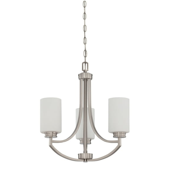 Luminance Sunset Lighting F18003-80 Dalton Three Light Chandelier- Opal Etched Glass, Dimmable - With Bright Satin Nickel Finish