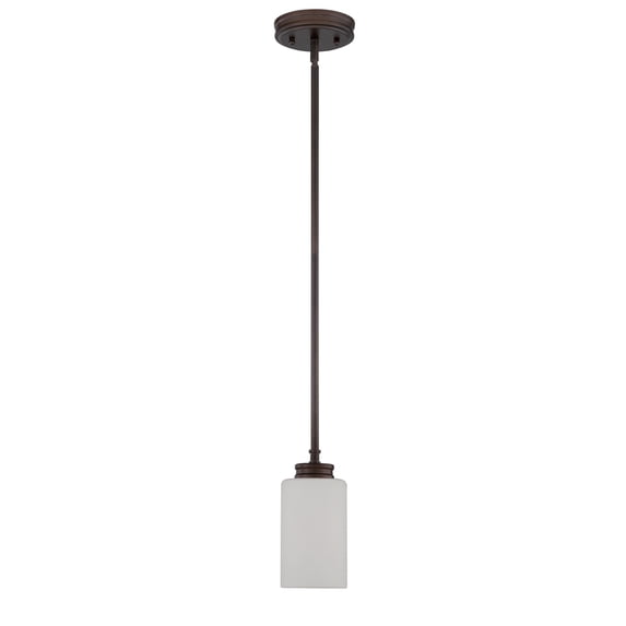 F18010-64-Sunset Lighting-Dalton - 1 Light Pendant Provincial Bronze Finish with Opal Etched Glass