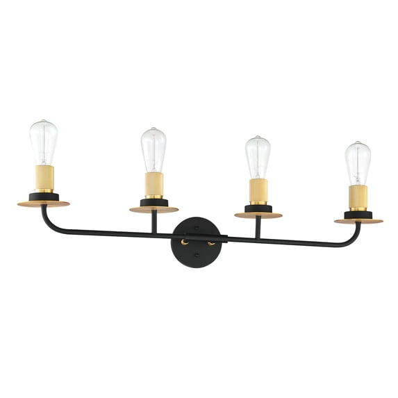F28004-23-Sunset Lighting-Onyx - 4 Light Bath Vanity Matte Black/Brushed Satin Gold Finish