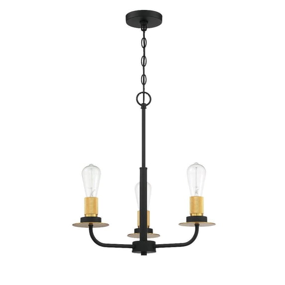 F28033-23-Sunset Lighting-Onyx - 1 Light Chandelier Matte Black/Brushed Satin Gold Finish