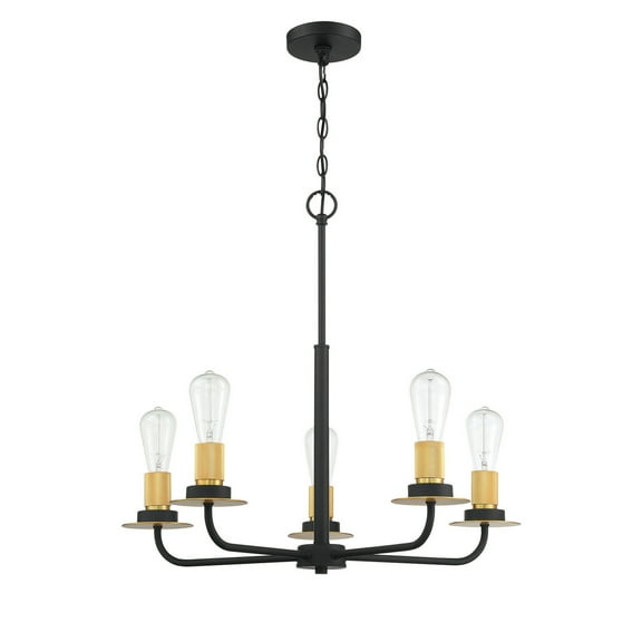 F28035-23-Sunset Lighting-Onyx - 1 Light Chandelier Matte Black/Brushed Satin Gold Finish