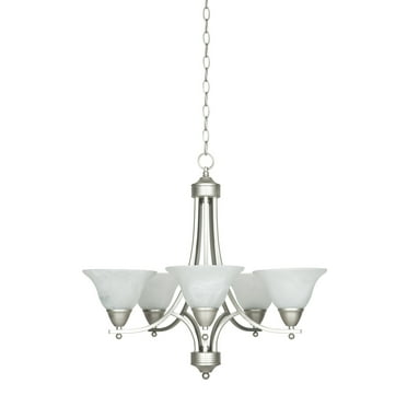 Luminance Sunset Lighting F5165-54 Metropolitan Five Light Down Chandelier - Dimmable - Painted Pewter Finish