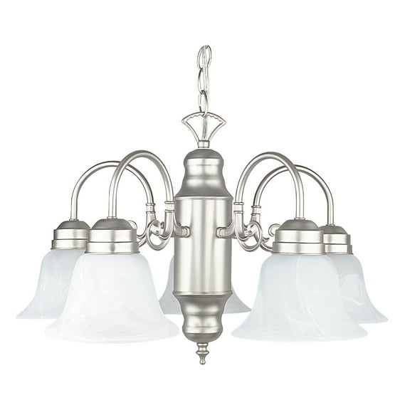 Luminance Sunset Lighting F6316-53 Five Light Down Chandelier, Dimmable with Satin Nickel Finish