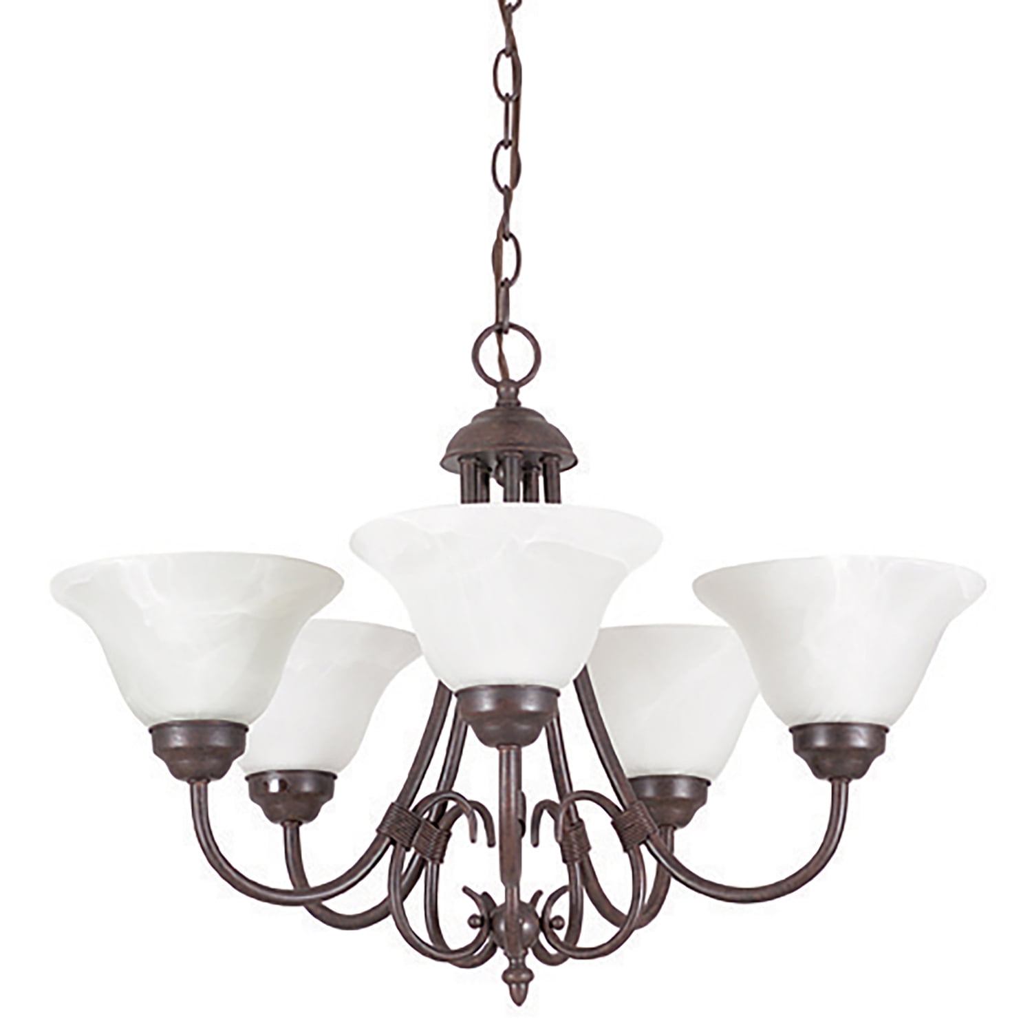 Luminance Sunset Lighting F6345-62 Madrid Five Light Chandelier, Faux  Alabaster Glass Dimmable with Rubbed Bronze Finish - Walmart.com, image size:1500x1500