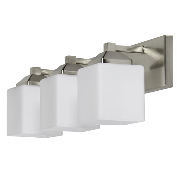 Luminance Sunset Lighting F6403-80 Three LED Light Vanity - Frosted Glass - with Bright Satin Nickel Finish
