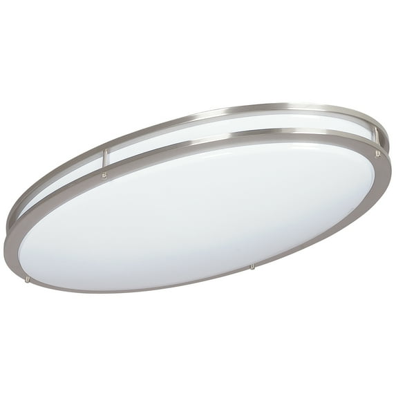 F9880-80-Sunset Lighting-Cloud - Two Light Oval Flush Mount Bright Satin Nickel Finish with White