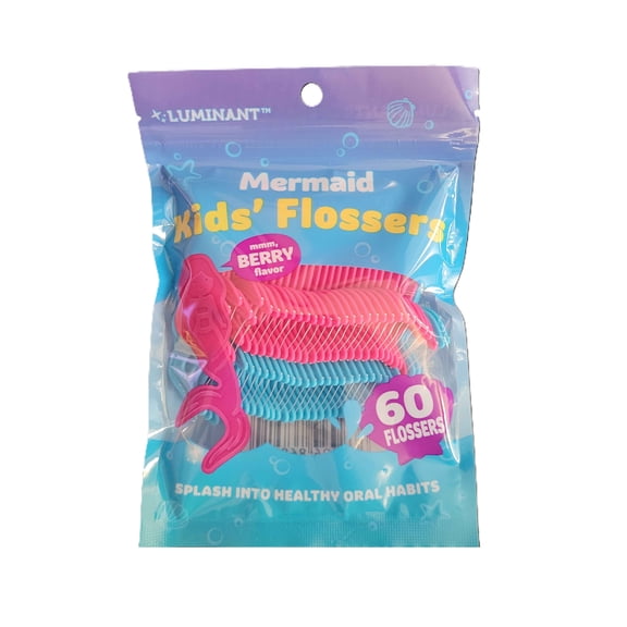 Luminant Mermaid Kids Flossers Berry Flavor - 60 Count Floss Picks