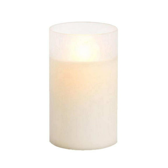 Luminara 02335 Frosted Glass Cylinder Battery Operated LED Realistic Flame Candle, 3.5" x 6"