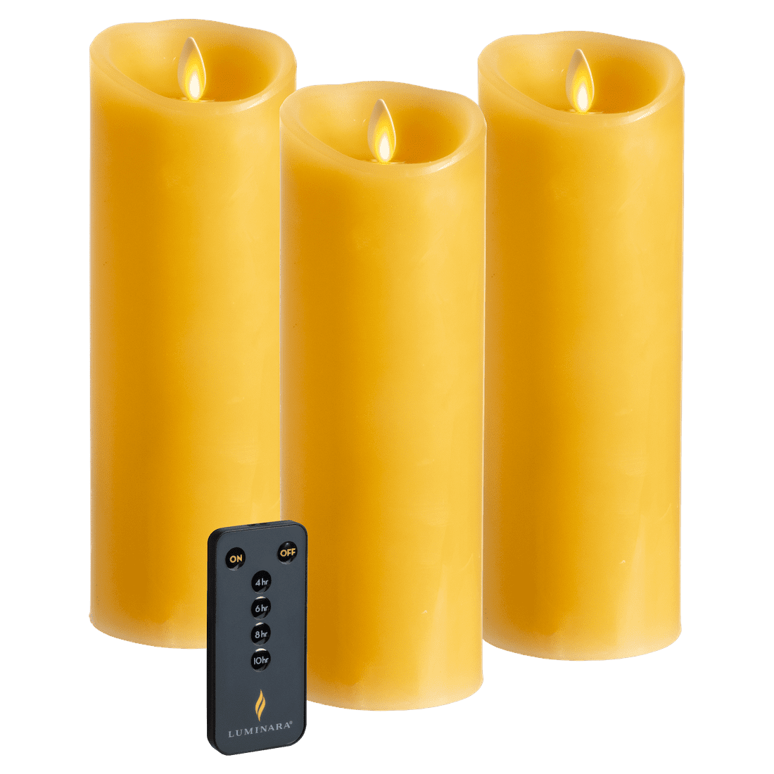 Luminara 3-Piece Flameless 4.5" Pillar Candles with Remote (Ochre)