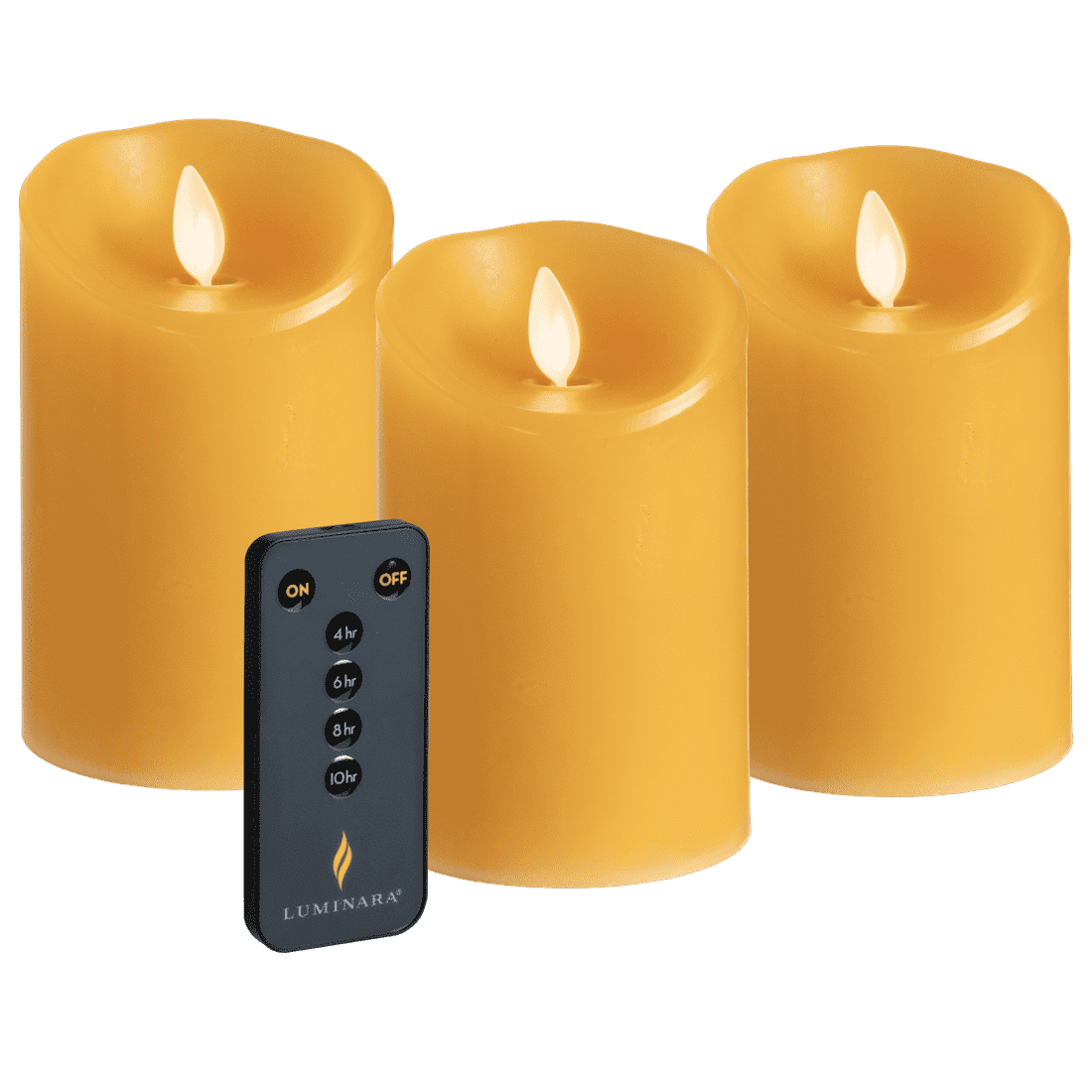 Luminara 3-Piece Flameless 4.5" Pillar Candles with Remote (Ochre)