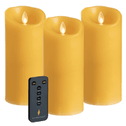 Luminara 3-Piece Flameless 6.5" Pillar Candles with Remote (Ochre)