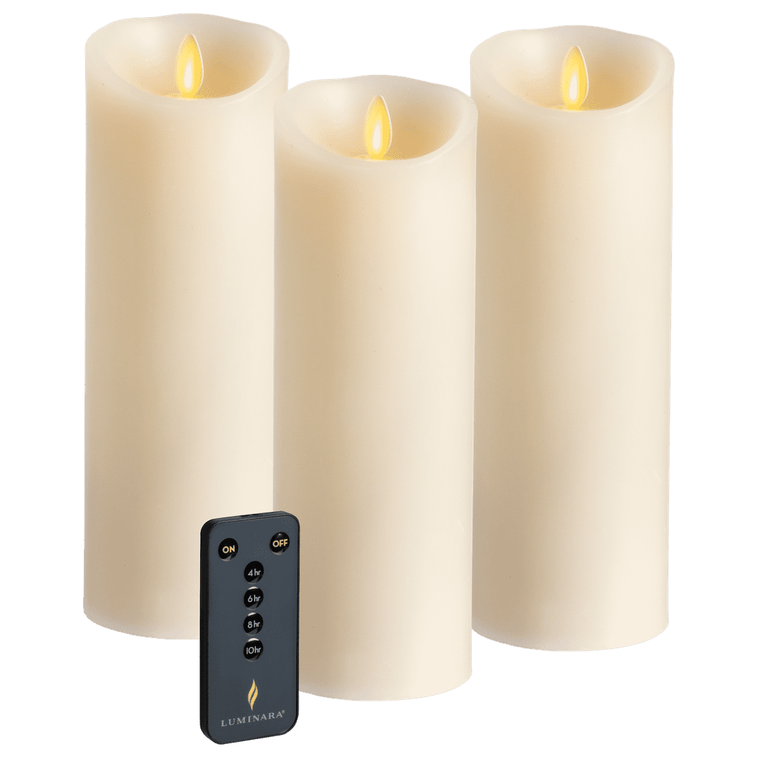 Luminara 3-Piece Flameless 8.5" Pillar Candles with Remote (Ivory)