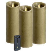 Luminara 3-Piece Flameless 8.5 Pillar Candles with Remote Sage
