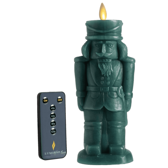 Luminara 8" Nutcracker Figural Flameless Candle (Green)