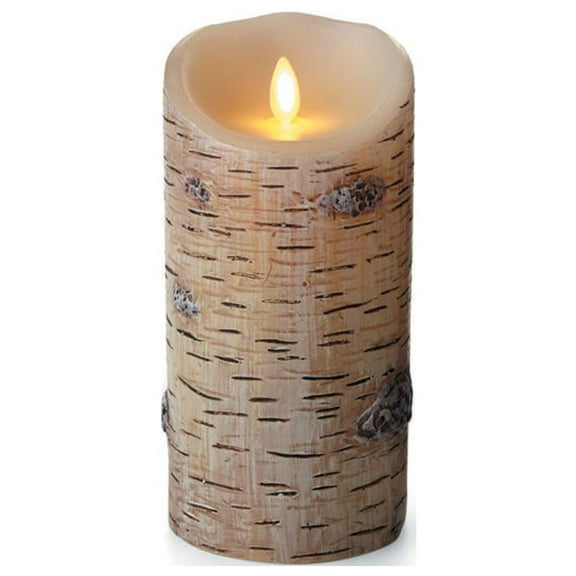 Luminara Birch Bark Pillar Candle: 7 inches