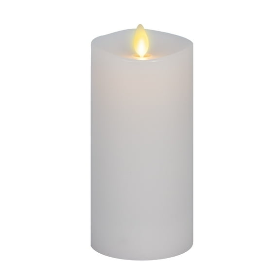 Luminara Flameless Candle: 3"x6.5" Pillar, Unscented Moving Flame Candle with Timer (White)
