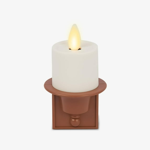 Luminara Flameless Candle Nightlight Patented Flickering Real-Flame Effect Plugs into Outlet - Dusk to Dawn Sensor Auto Switch On/Off (Baked Clay)