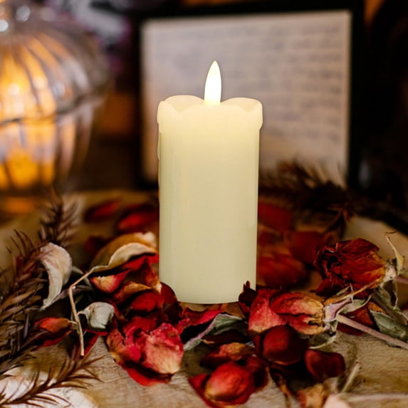 Luminara Flameless LED Battery Operated Ivory Pillar Candle, Flickering Realistic Moving Flame, 2" x 4" Luminous Real Wax Indoor Home Decor(A)