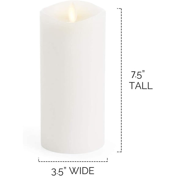 Luminara Flameless Pillar Candle X-Large (White, Unscented, 7.5 Inches Tall), Centerpiece, Melted Edge, Flickering, Smooth Finish, Real Wax, LED Battery Operated$$