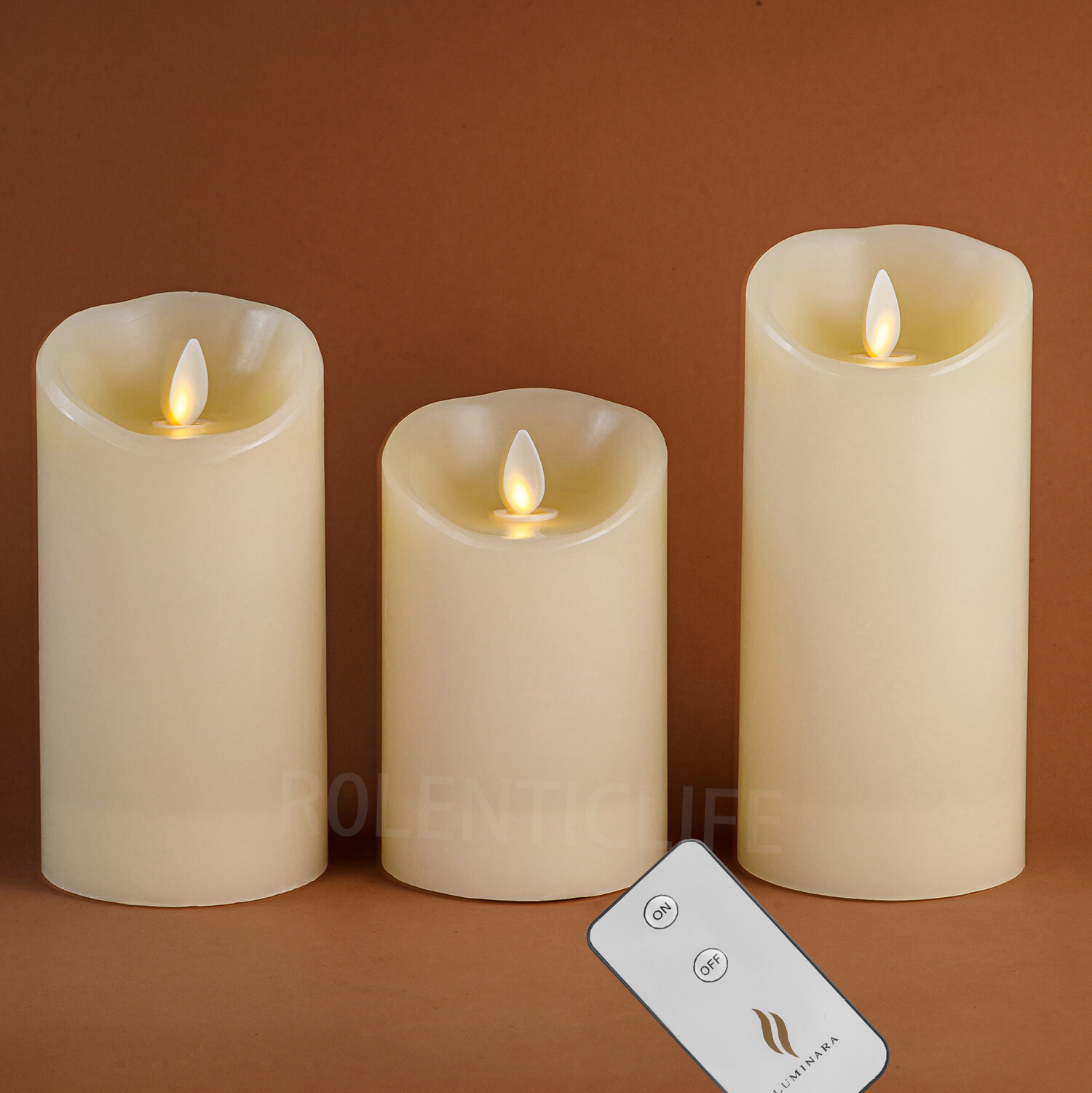 Luminara Battery Operated Moving Wick LED Flameless Pillar Candles - LED Candle and Flameless