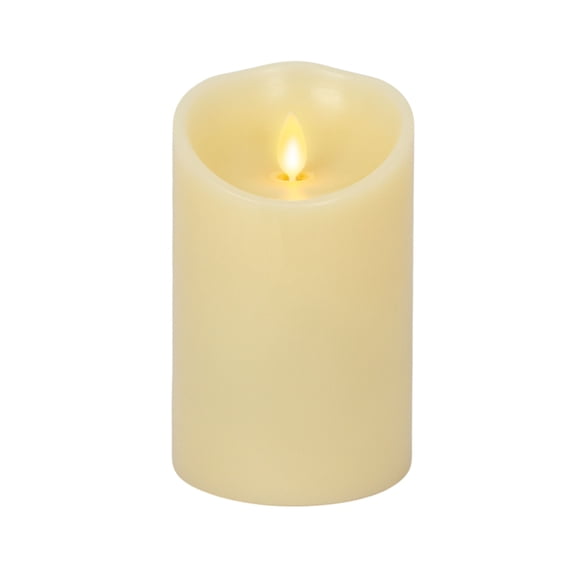 Luminara - Ivory Flameless Candle Pillar - Scallop Top Unscented - 3.5" x 5.3"