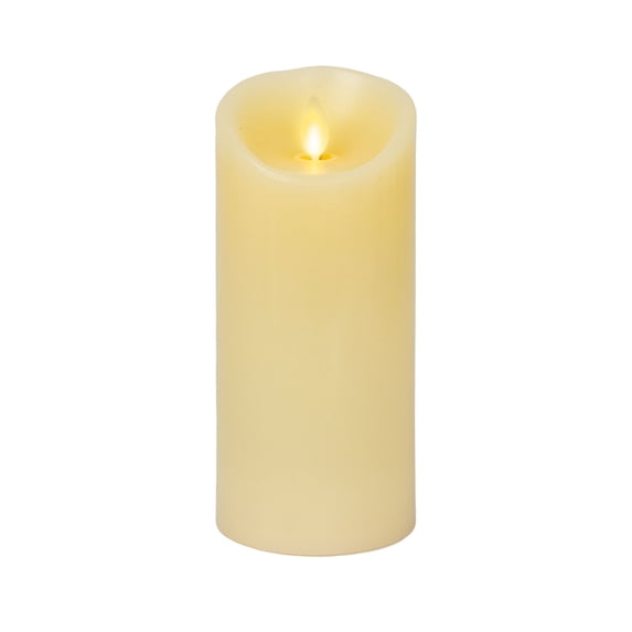Luminara Moving Flame Pillar Flameless LED Candle, Scalloped Edge, Real Wax, Unscented - Ivory (6.5-inch)
