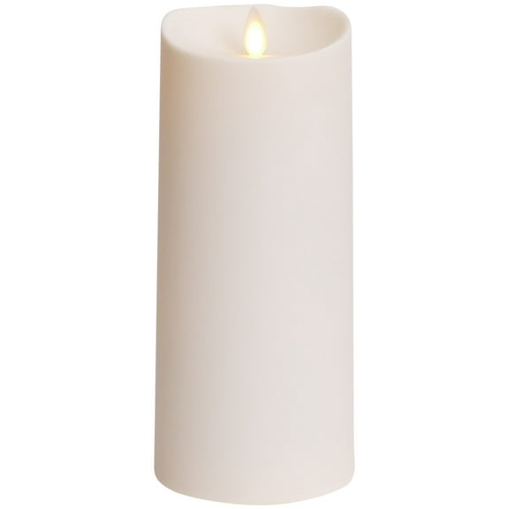 Luminara Outdoor Flameless Candle: Plastic Finish, Unscented Moving Flame Candle with Timer (9" Ivory)