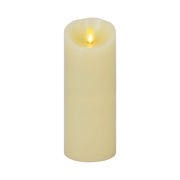 Luminara Realistic Artificial Flame Classic Pillar Candle - Moving Flame LED Battery Operated Lights - Unscented - Remote Ready - 3.5" x 9"