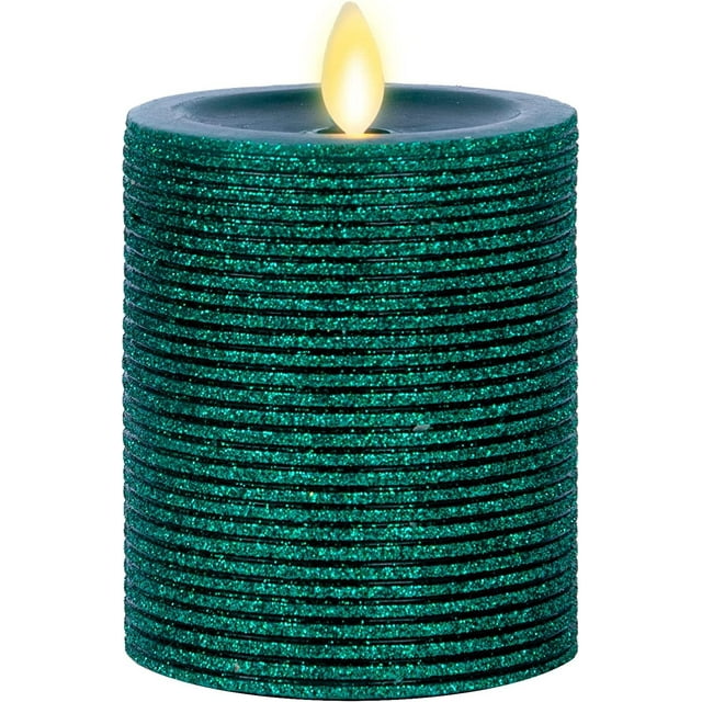 Luminara Realistic Artificial Flame Horizontal Green Metallic Glitter