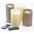thumbnail image 1 of Luminara Realistic Artificial Moving Flame Pillar Candles, 5"& 7" Smooth And Glitter 4-pack Candle Set in Ivory and Chestnut, 1 of 5
