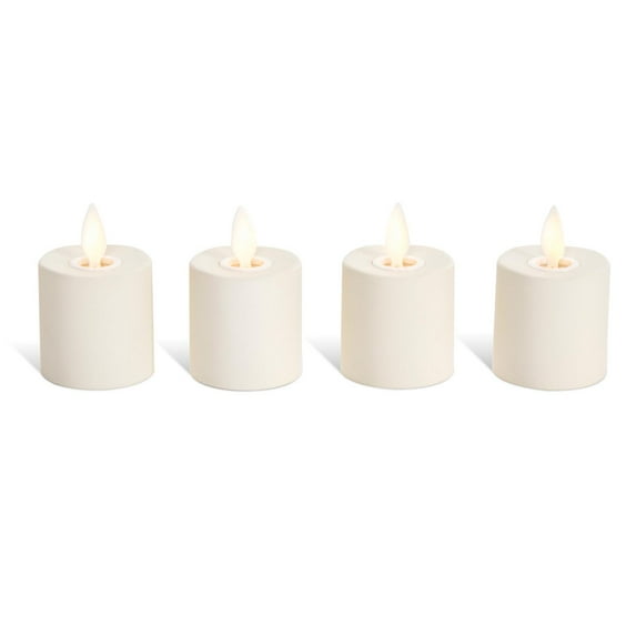 Luminara Rechargeable Tea Lights Set: White & Unscented, 4 Candles
