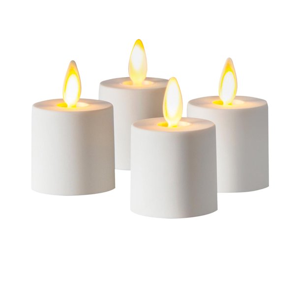 Luminara Set of 4 Pearl Ivory Flameless Candle Tealights Flat Top