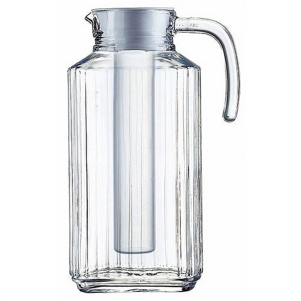 Luminarc 57.5 oz. Clear Quadro Pitcher with White Lid & Infuser Tube