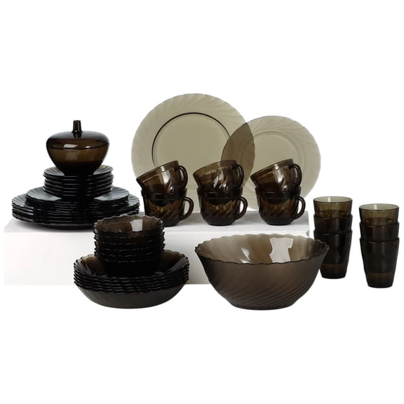 Luminarc Ocean Eclipse Glass Dinnerware Set of 44 Pieces Service for 6 Glass Dish Set Tableware Set