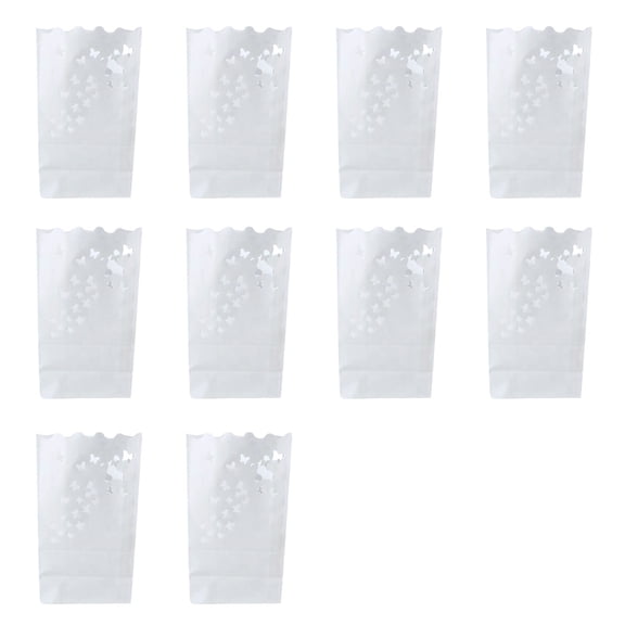 Luminary Bags with Flameless Candles Outdoor Luminaries, Firework | for Wedding Halloween Christmas Party Decorations, Paper LED Lanterns, Tea Light Candle Bags, Romantic Decor, 10pcs