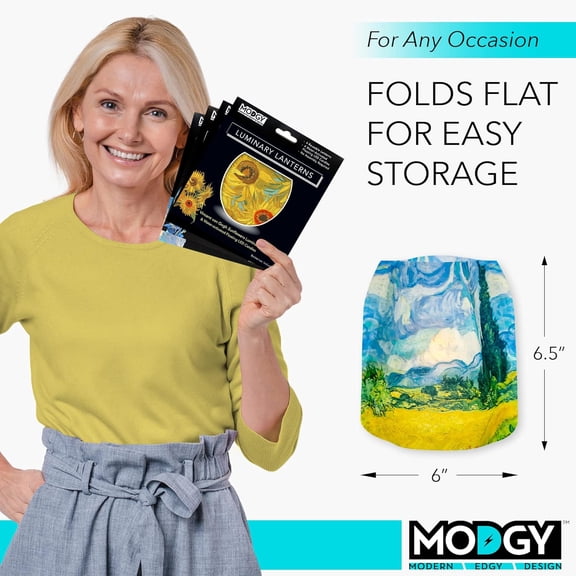 Luminary LED Lantern Candle Holder Decorative Indoor Outdoor Decor, Plastic Candle Lamps for Wedding Table Centerpiece Porch, with Flameless Floating Candles, Vincent Van Gogh, Pack of 4