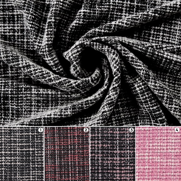 Luminea Textiles Chunky Check Tweed Fabric | 80% Polyester 15% Cotton | 260G/M² 62 inch Wide | 4 Color Options for Blazers, Dresses & Home Decor