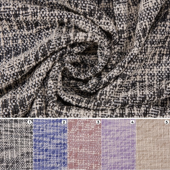 Luminea Textiles Multi-Color Tweed Fabric | Knit Twill Pattern | 72% Polyester 22% Cotton 4% Linen 2% Spandex | 280G/M² 62 inch Wide | Durable Stretch Fabric for Apparel, Crafts & Upholstery