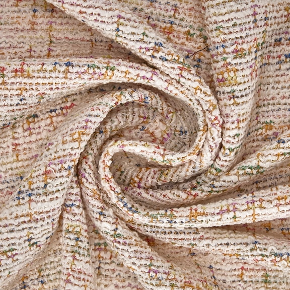 Luminea Textiles Rainbow Knit Tweed Fabric by The Yard, 280GSM Stretch Pastel Multi-Color Tweed, 62" Wide Soft Breathable Sewing Fabric for Spring Summer Dresses, Blazers, Shorts, Bags, Crafts Bullet
