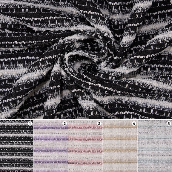 Luminea Textiles Textured Stripe Tweed Fabric | 81% Polyester 8% Cotton | 240G/M² 61 inch Wide | 5 Color Options for Blazers, Crafts & Home Decor