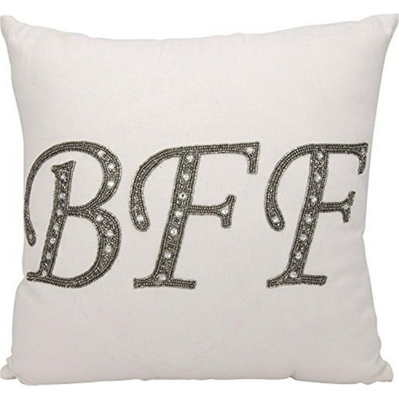 Luminecence Beaded "BFF" White Throw Pillow